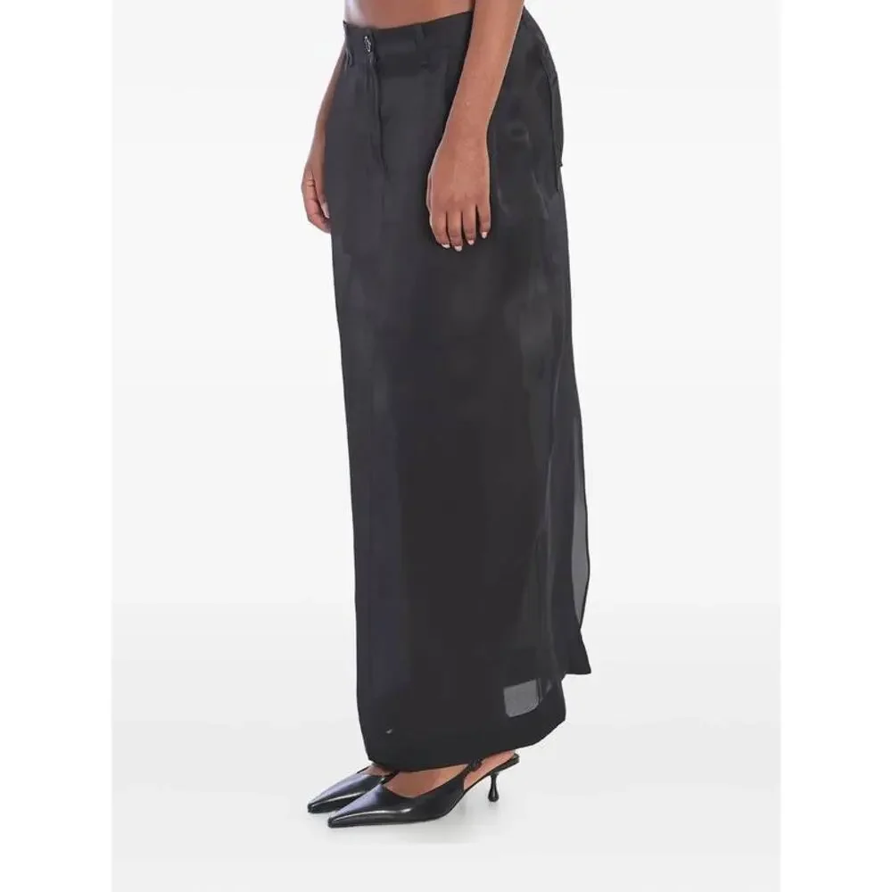 Sold@@Runway Pleated Silk Organza Maxi Skirt in Black 6